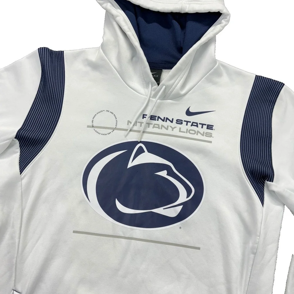Nike Hoodie Mens L Penn State Nittany Lions White Dri-FIT Pullover On Field - Picture 1 of 13